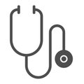 Stethoscope solid icon, healthcare concept, medical instrument for listening heart beat or breathing sign on white Royalty Free Stock Photo