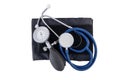 Stethoscope and sphygmomanometer isolated on white background