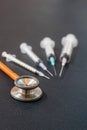 Stethoscope and syringe Royalty Free Stock Photo