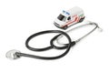 Stethoscope and toy ambulance car Royalty Free Stock Photo