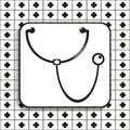 Stethoscope. Vector symbol. Black and white view. Black and white image on a black and white background. Royalty Free Stock Photo
