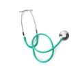 Stethoscope on white background, top view