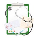 Stethoscope with white blank paper Royalty Free Stock Photo