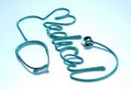 Stethoscope on a white and blue background