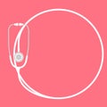 Stethoscope white color and circle shape frame made from cable flat design