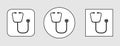 Stethoscopes on a round and square white background. Flat design