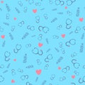 Stethoscopes seamless pattern. Medical equipment vector illustration. hand drawing with hearts and lettering My health