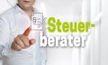 Steuerberater in german Tax Accountant touchscreen concept is operated by man