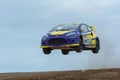 Steve Arpin rally driver jumps Royalty Free Stock Photo