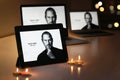 STEVE JOBS displays on Apple products Royalty Free Stock Photo