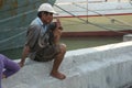 Stevedore in Jakarta, Central Java, Indonesia. Royalty Free Stock Photo