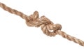 stevedore knot tied on thick jute rope isolated Royalty Free Stock Photo