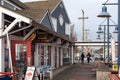 Steveston Harbour Fisherman\'s Wharf. People walking, Shops and restaurants on the steveston pier