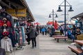 Steveston Harbour Fisherman Wharf. People wearing face mask during covid-19 pandemic period.