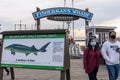 Steveston Harbour Fisherman Wharf. People wearing face mask during covid-19 pandemic period.