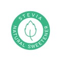 Stevia icon. Natural sweetener logo. Stevia leaf inside green circle.