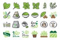 Stevia icon set. hand drawn doodle icons cartoon logo vector and illustration