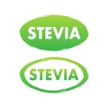 Stevia label. Sugar substitute. 100 natural stevia. Eco, organic and bio logo. Vector stock illustration