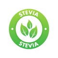 Stevia label. Sugar substitute. 100 natural stevia. Eco, organic and bio logo. Vector stock illustration