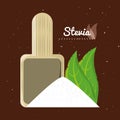 Stevia natural sweetener leaves and spoon