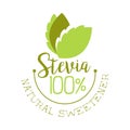 Stevia natural sweetener logo. Healthy product label vector Illustration