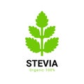 Stevia rebaudiana logo icon. Stevia leaf vector logo badge label plant natural extract. Herbal organic icon.