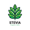 Stevia rebaudiana logo icon. Stevia leaf vector logo badge label plant natural extract. Herbal organic icon.