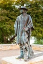 Stevie Ray Vaughan statue in front of downtown Austin and the Co