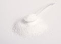 Stevioside powder. Natural sweetener on white background