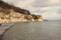 Stevns Klint Coast with Sea and Dark Sky