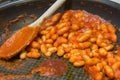 Stew Baked Bean in black Frying Pan