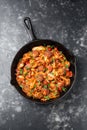 Stew cabbage with a sausage and bacon. Royalty Free Stock Photo