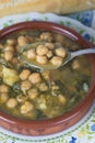 Stew of chickpeas and spinach Royalty Free Stock Photo