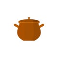 stew pot kitchen tools flat design vector illustration. Kitchenware icon Royalty Free Stock Photo