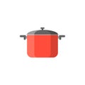 stew pot kitchen tools flat design vector illustration. Kitchenware icon Royalty Free Stock Photo