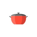 stew pot kitchen tools flat design vector illustration. Kitchenware icon Royalty Free Stock Photo