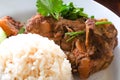 Stew ribs with rice served