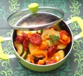 Stew of vegetables with cabanossi Royalty Free Stock Photo