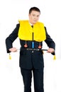 Steward in a life jacket Royalty Free Stock Photo
