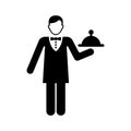 Steward, service waiter icon. Black vector