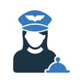 Steward, service waitress icon. Vector graphics
