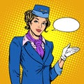 Stewardess airline invites you to Board