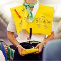 Stewardess in the airplane