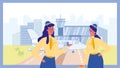 Stewardess in Airport Color Vector Illustration Royalty Free Stock Photo