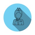 Stewardess avatar icon. Elements of avatar in flat blue colored icon. Premium quality graphic design icon. Simple icon for website Royalty Free Stock Photo