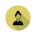 stewardess avatar long shadow icon. Simple glyph, flat vector of Airport icons for ui and ux, website or mobile application Royalty Free Stock Photo