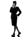 Stewardess cabin crew woman standing isolated silhouette