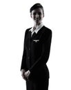 Stewardess cabin crew woman standing isolated silhouette