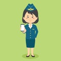 Stewardess Character Hold The Phone