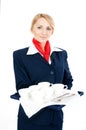 Stewardess with cups Royalty Free Stock Photo